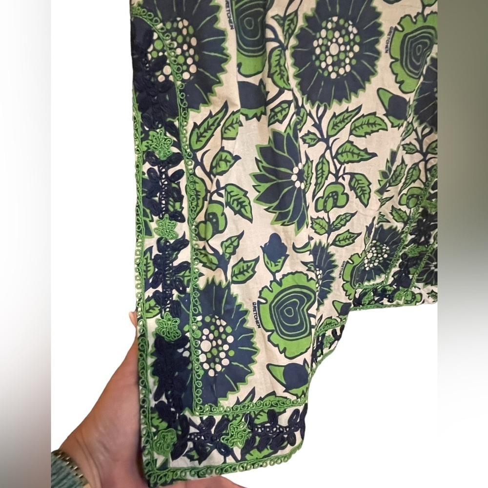 🔥💙💚Gretchen Scott size XS GORGEOUS blouse beautiful embroidery blue/green - Picture 5 of 9